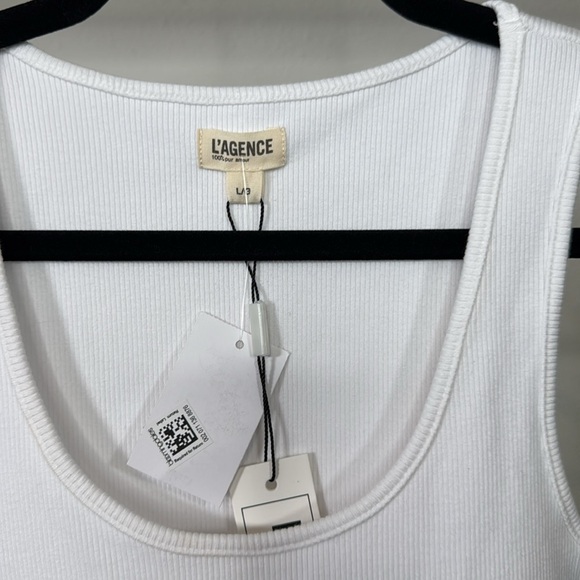 L'AGENCE Adira  Scoop Neck White Tank Top Size Large - Picture 3 of 5